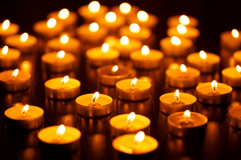 Burning candles with shallow depth of field