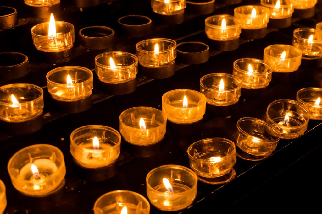 Church candle. Candles light