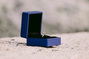 engagement ring in box close up